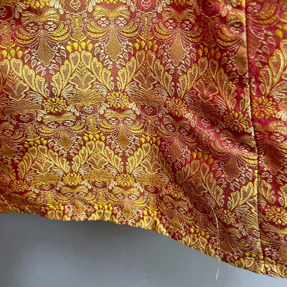 Vintage Y2K Strapless Dress Iridescent Red Gold Ribbon Bow Tie Belt Small A-Line - Picture 8 of 14